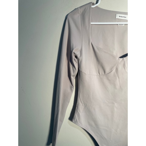 Aritzia Babaton Contour Lange Bodysuit in Opal Grey Sweetheart Neckline Neutral - Picture 4 of 10